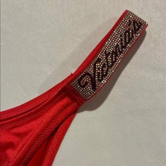 New Victoria's Secret Swimwear Bling Shine Strap Bikini Bottom (S) Red NWT - Picture 2 of 3
